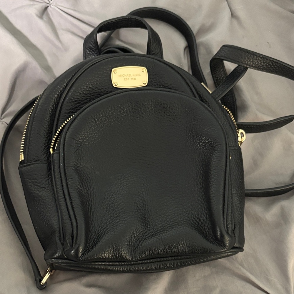 Michael Kors Black Pebbled Leather Backpack